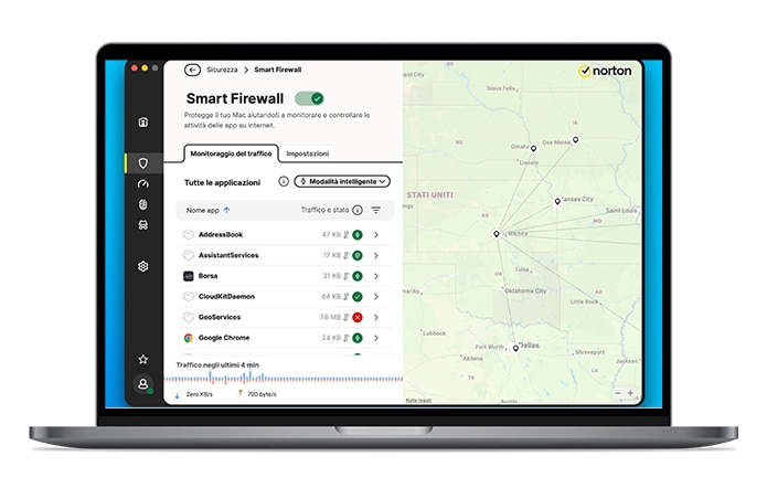 Immagine di macbook con norton security non configurato.